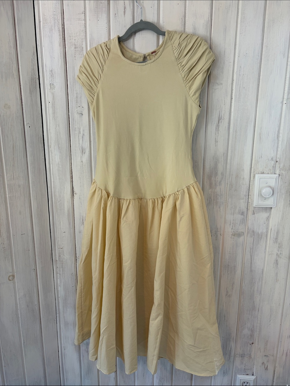 Free People Afternoon Elegance Midi Dress in Khaki Chino